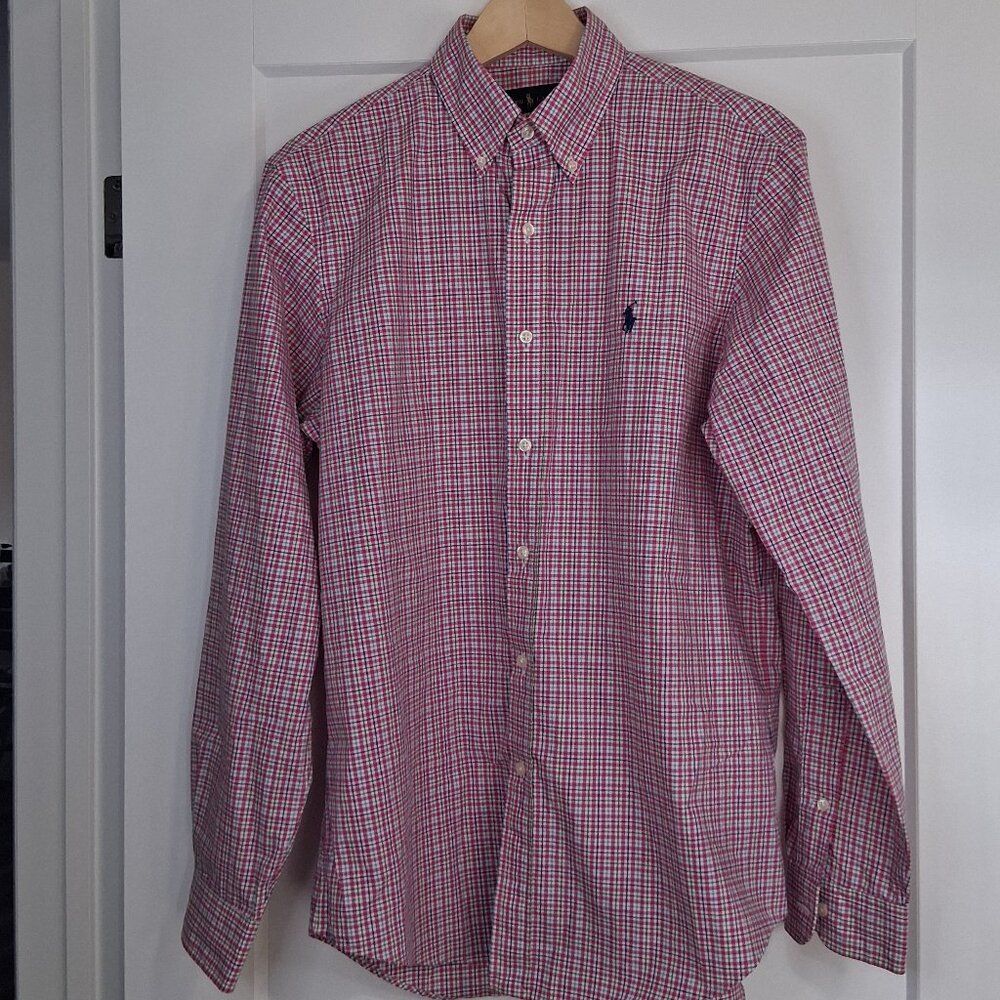 Ralph Lauren Pink Multi Check Cotton Button Down Shirt Men's M Long Sleeve